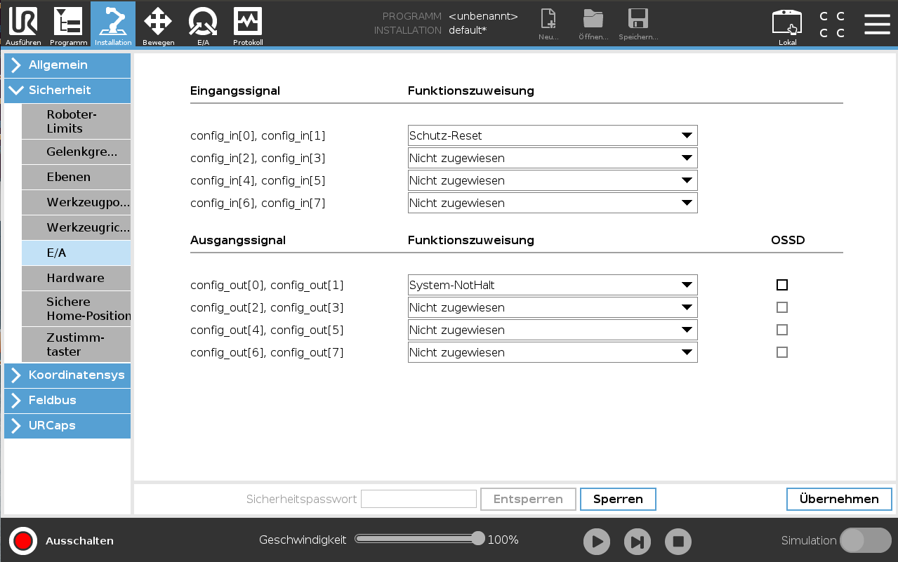 Konfigurierbare Ausgänge einstellen