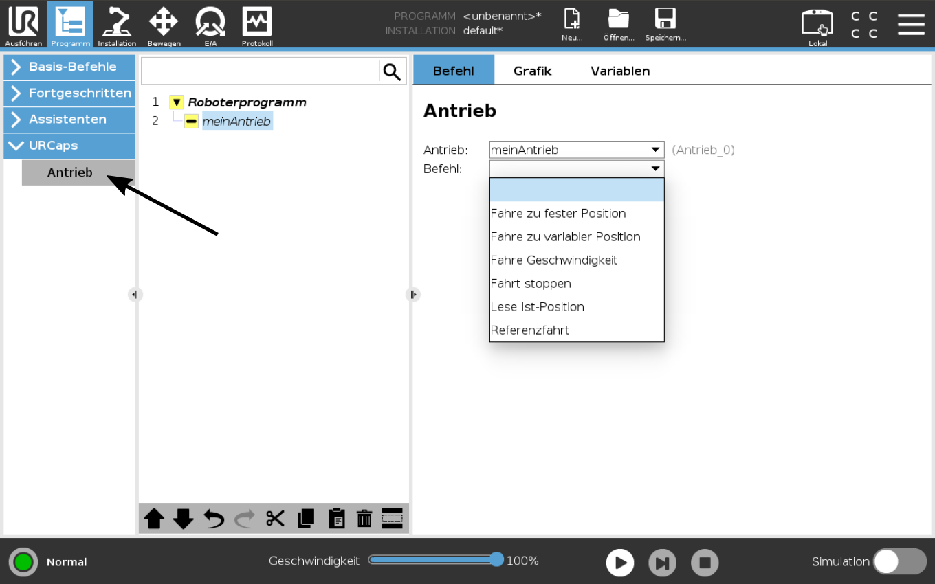 Programmbefehl hinzufĂĽgen