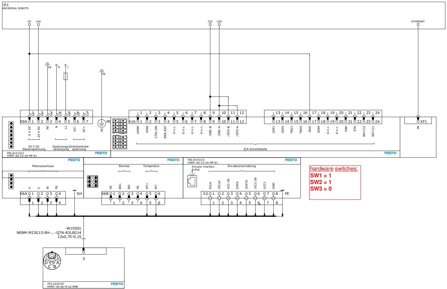 Wiring Diagram for CMMT‑AS Installation