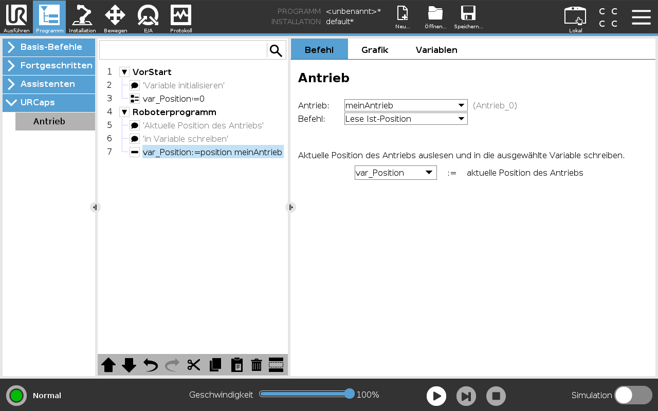 Befehl "Lese Ist‑Position"