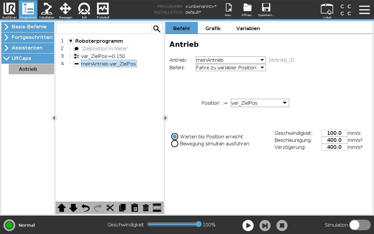 Befehl "Fahre zu variabler Position"