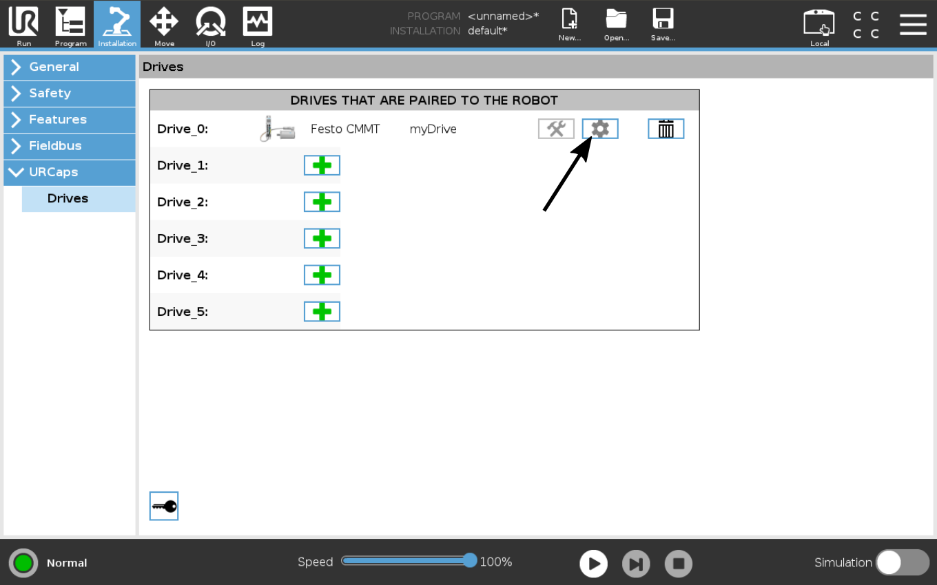 Drive Settings Button
